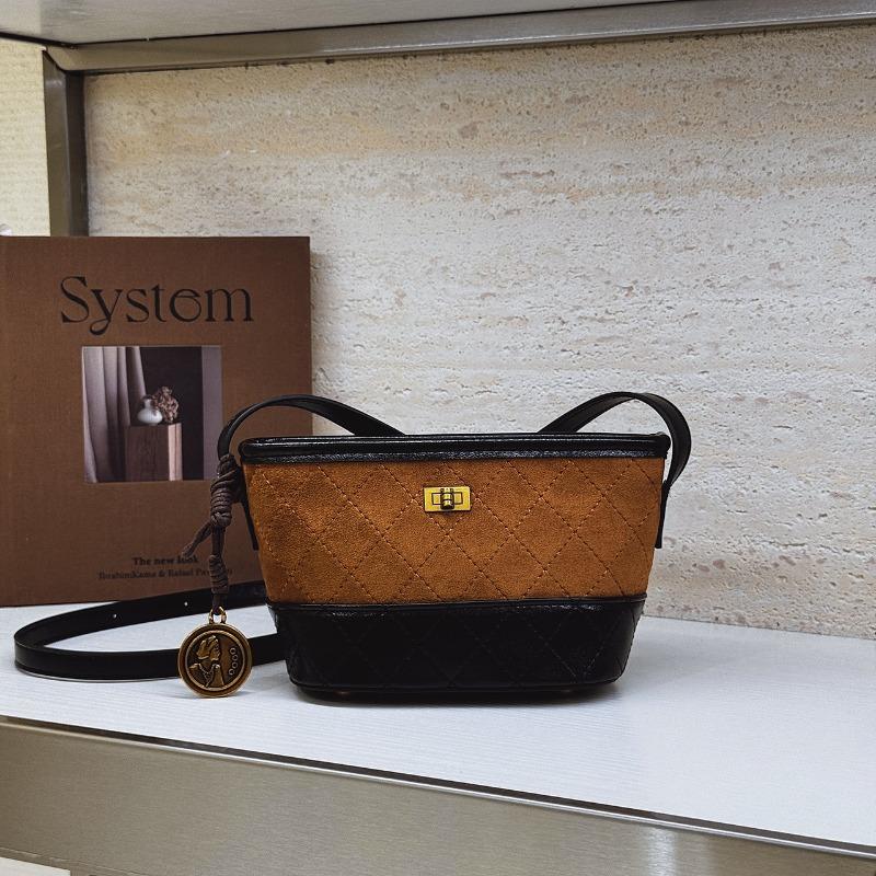 

Маленькая ромбовидная сумка осень-зима новая ретро универсальная женская сумка через плечо изысканная мини сумка-ведро коричневый