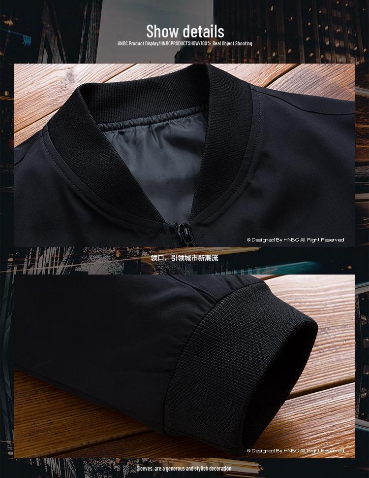 Europäische Slim-Fit Leichtjacke für Herren - Unifarben, Übergröße, Frühling/Herbst Koreanischer Stil