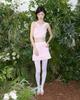 Leobyui Box Pleated Satin Skirt Pink
