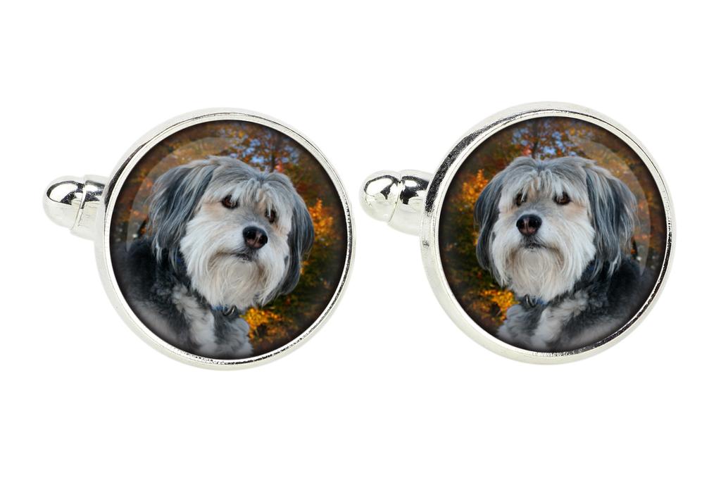 Polish Lowland Sheepdog, PON, Valee Sheepdog - cufflinks and tie with your photo, a suit decoration, men's jewelry from the Art-Dog brand.