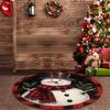 1Pcs Christmas Snowman Buffalo Plaid Print Round Area Rug Indoor Non-Slip Washable Fiber Carpet Soft Comfortable Mat For Bedroom Living Room