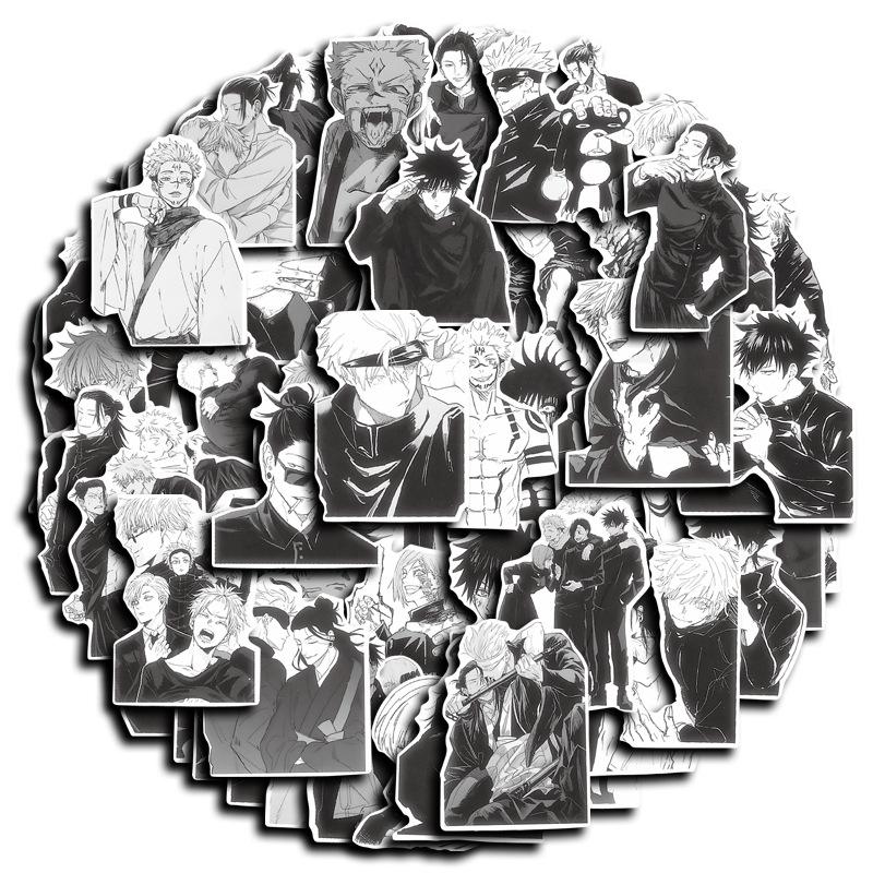 Black & White Anime Characters Jujutsu Kaisen 60 Sheets Journal Stickers & Phone Case