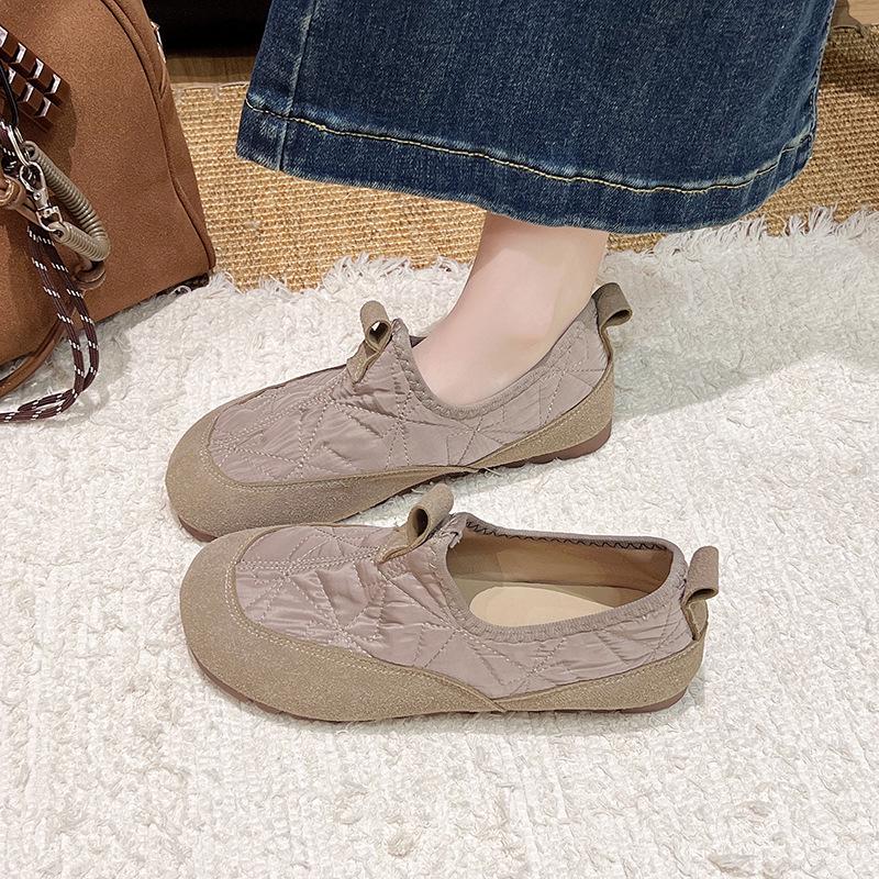 Vintage Style Slip-On Flat Shoes - Women's Versatile Autumn/Winter Grandma Shoes