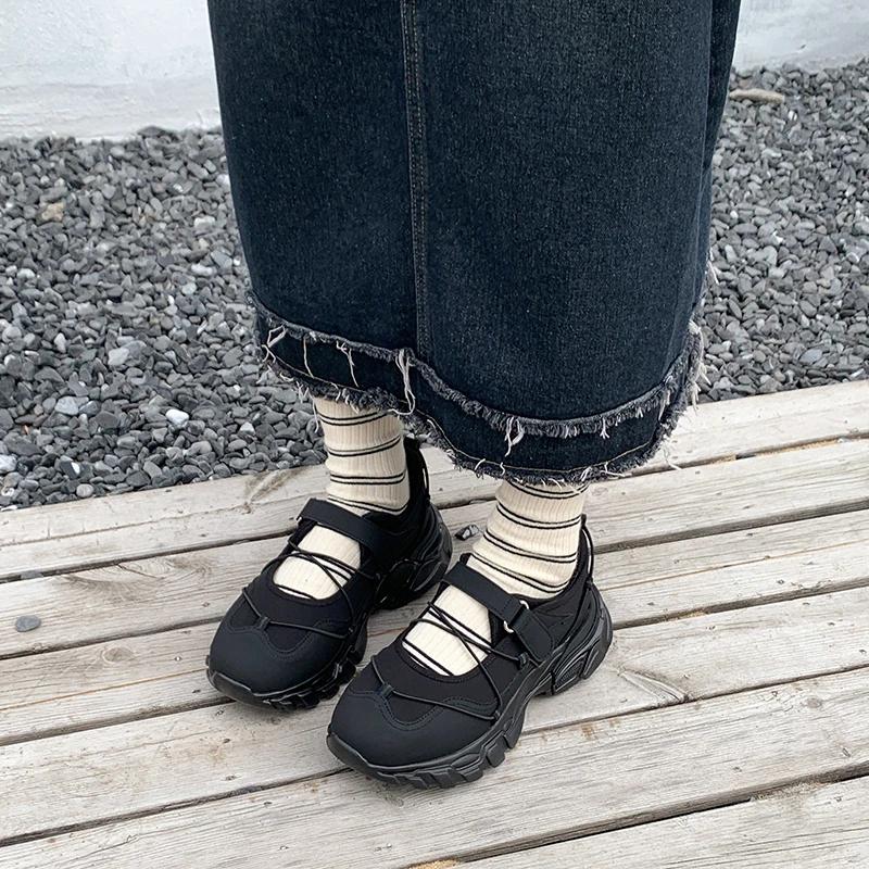 

2025 Spring Autumn New Women s Sneaker Magic Pad Increases Height Age-Reducing Round Head Sponge Cake Bottom Debi Shoe 35 чёрный