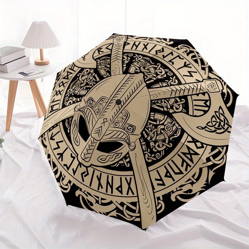 Viking Helmet Axes Norse Symbol Tapestry  DecorUmbrella, Portable 3-Fold Compact Umbrella,Christmas Gift ES527