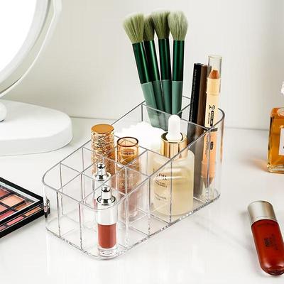 Luxus-Acryl-Make-up-Organizer: Lippenstift, Pinsel, Puderdosenhalter mit geteilten Fächern