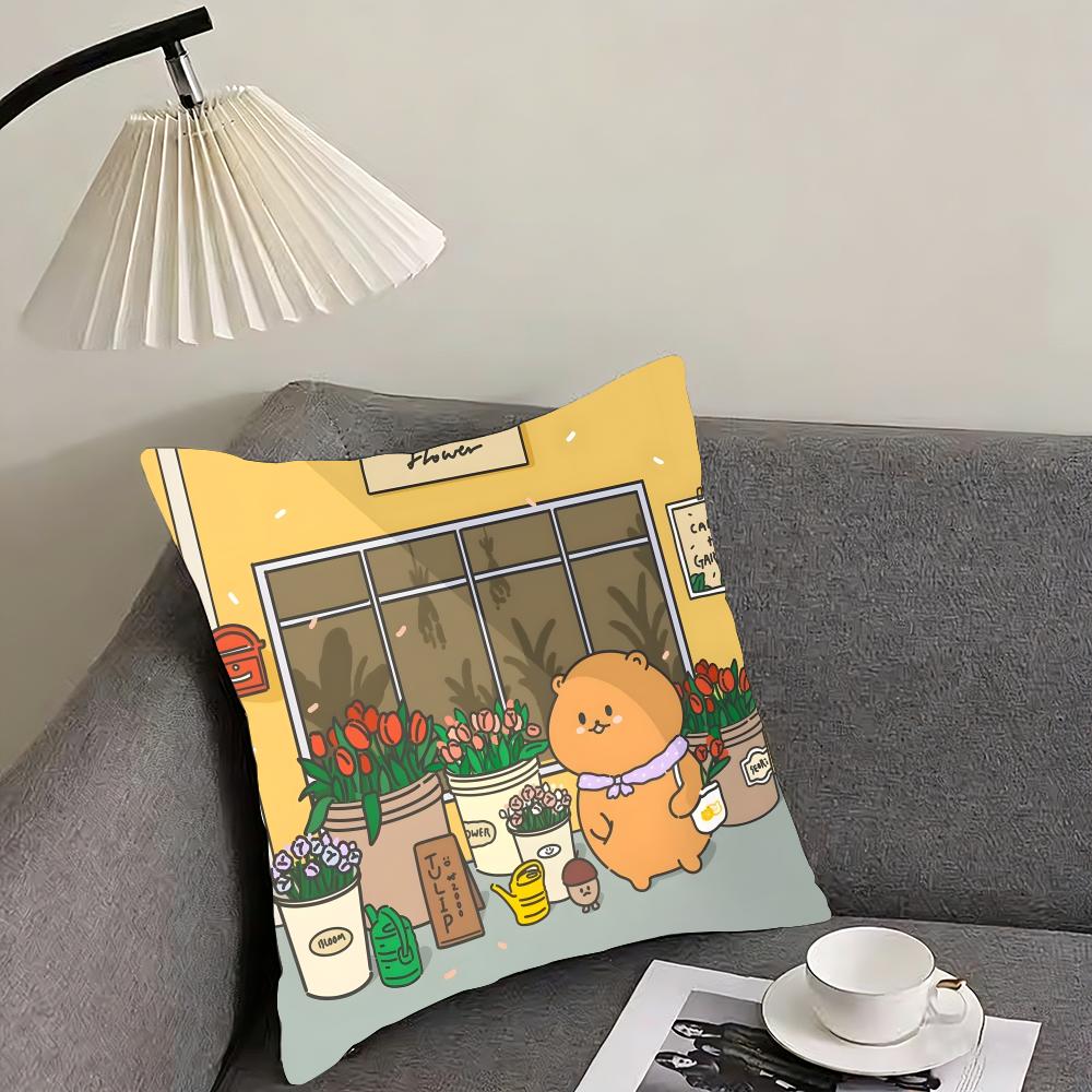 

cute bear Cushion Cover Reversible Plush Pillow Cover – For car, sofa, bedroom, perfect as a gift. 12x12Inch