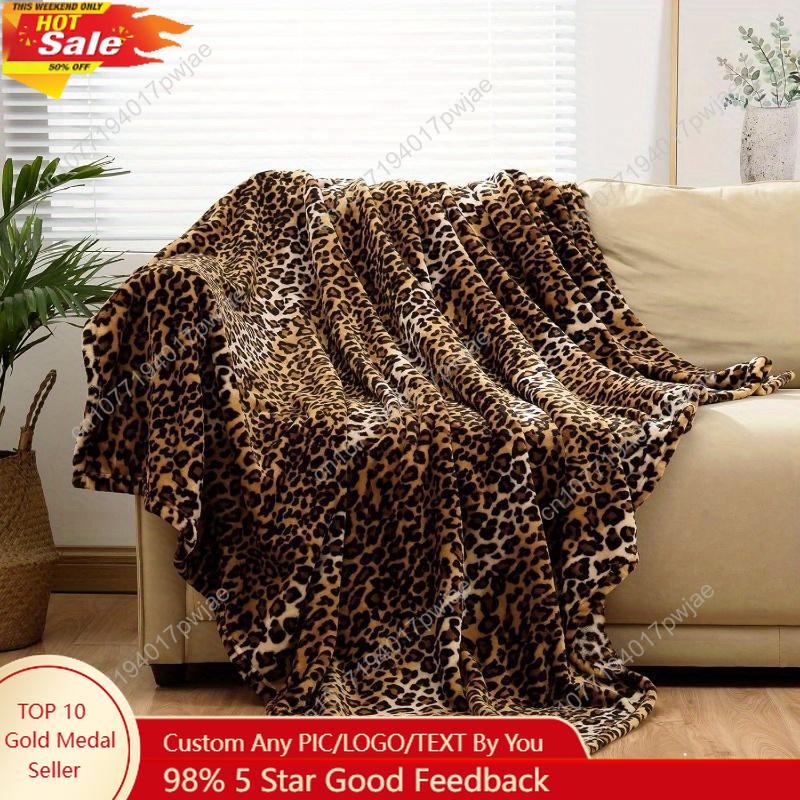 Coperta Plaid in Pile Flannel con Stampa Leopardo - Super Morbida Leggera Double-Sided Design Ghepardo per Letto Coperte Personalizzate