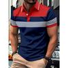 Summer Striped Pattern Short Sleeve Men's Fashion Lapel Polos Shirt 3D Printed Street Polo Button Tops Oversize Casual Tees