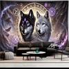 2D Mystical Wolf Tapestry Purple Norse Runes Home Background Decor