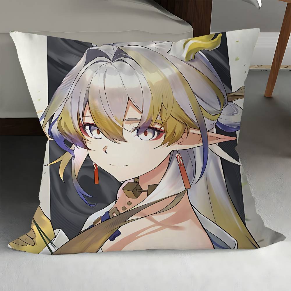 Arknights Shu Kissenbezüge Cartoon Sofa Dekorative Zuhause Doppelseitiger Druck Kurzplüsch Niedlicher Kissenbezug
