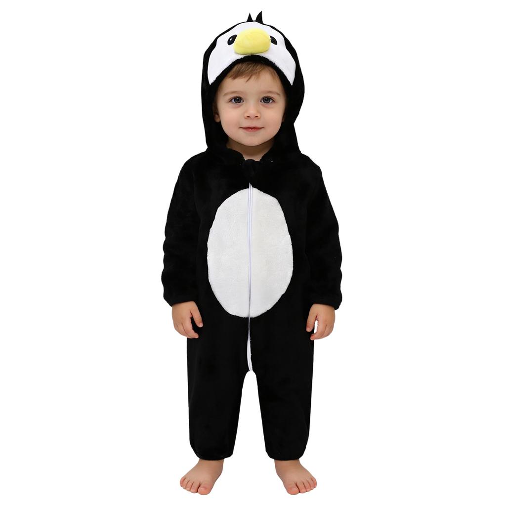 Unisex Toddler Baby Animal Jumpsuit Long Sleeve Zip Up Cute Cartoon Hooded 3D Tail Cosplay Costume