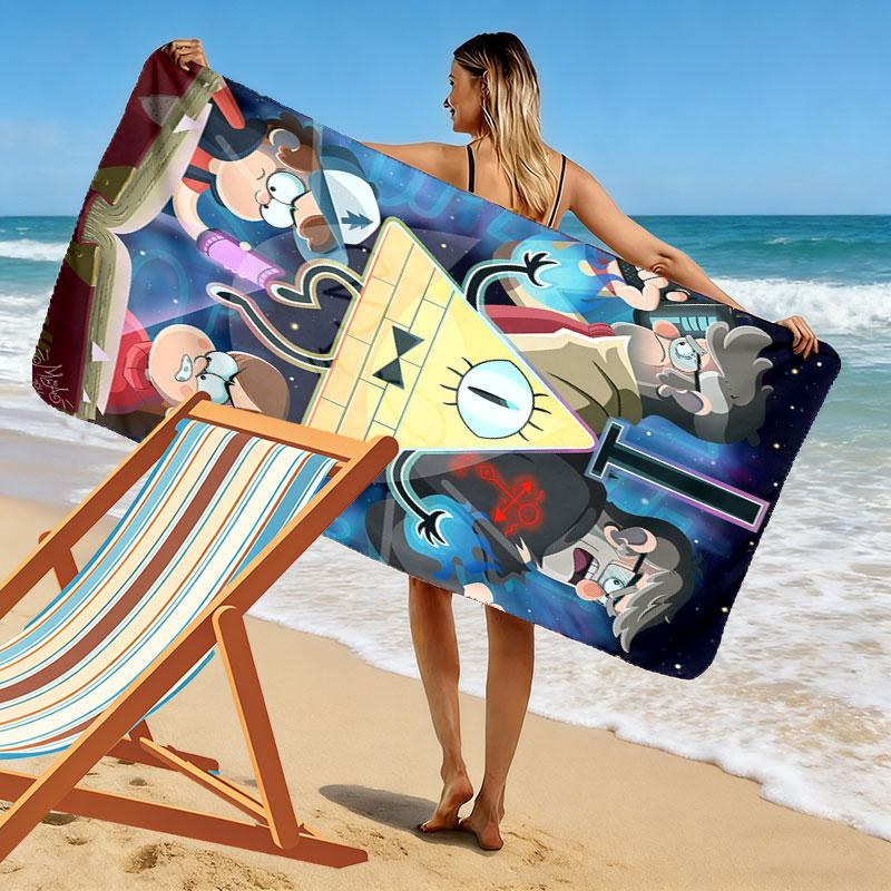 Brave Gravity Falls Print Beach Towel, Large Soft Quick Dry Towel for Beach Camping Swimming