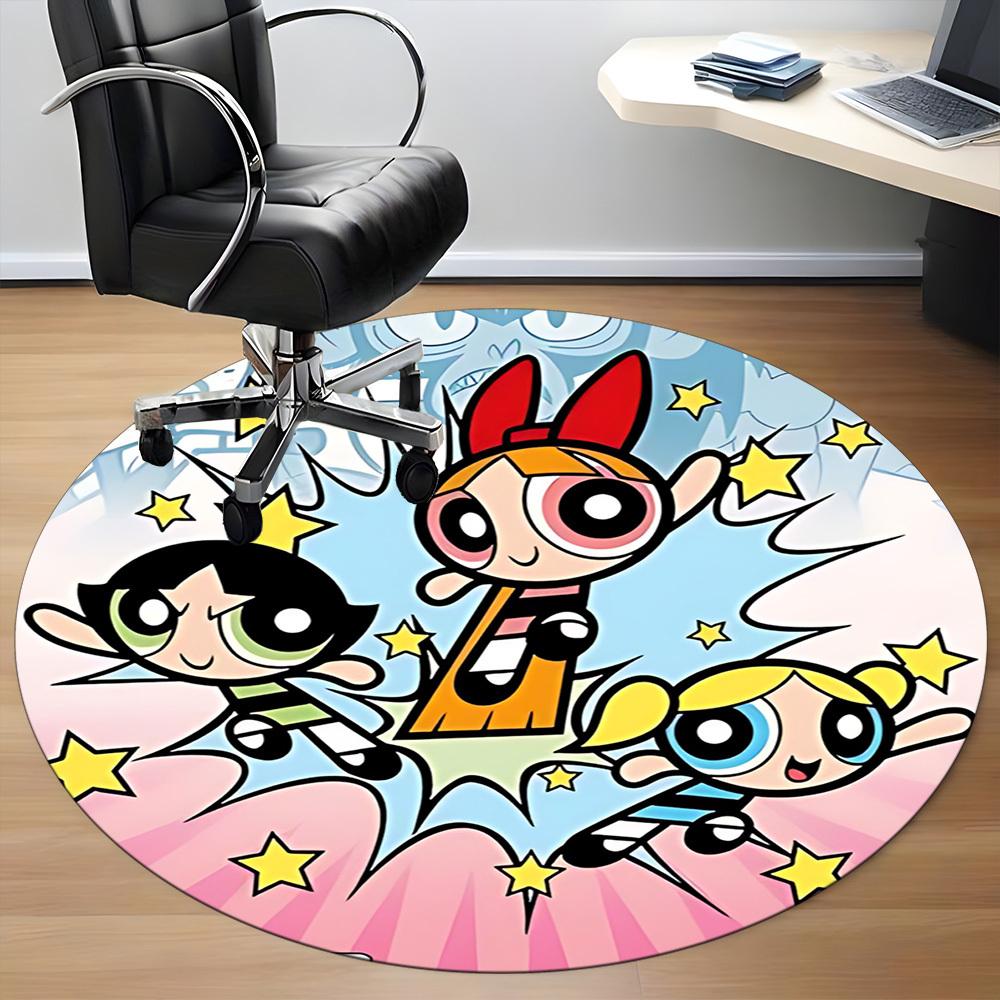 1pc Powerpuff Girls Office Round Area Rug, Under Office Chairs Bedroom Living Room Home Decor, Room Deco, Available in Various Sizes040