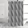 Abstrakte Wellenlinien Duschvorhang Grau und Weiß Geometrisches Design Wasserdicht Bad Dekor Elegante Zeitgenössische Badezimmer Vorhänge
