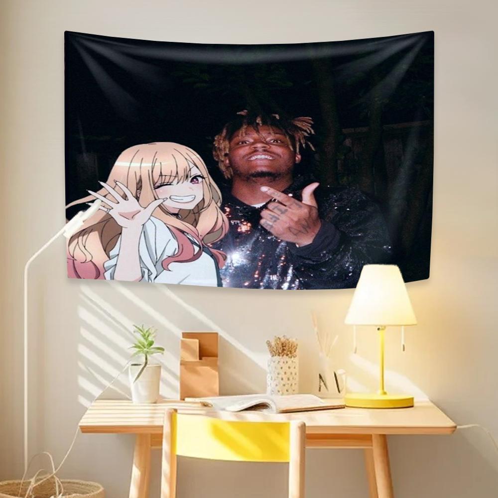 Rapper und Anime-Mädchen Wandteppich Kreative Heimdeko Ästhetik Wandbehang Abdeckung Wohnzimmer Schlafzimmer Hintergrund Fans Geschenk