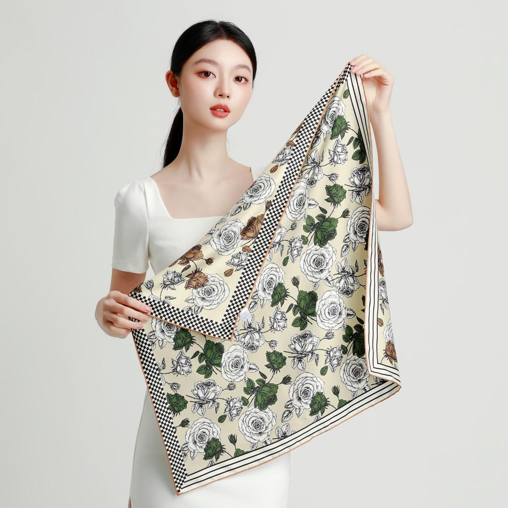 [100% Silkworm] New Fashionable Satin Shawl Women's Silk Versatile Scarf