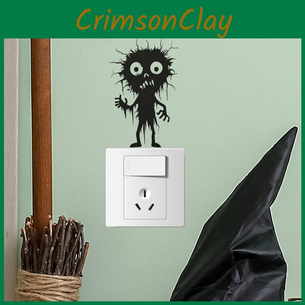 Black Halloween Features Cartoon Switch Sticker Pvc Wall Decor For Living Room