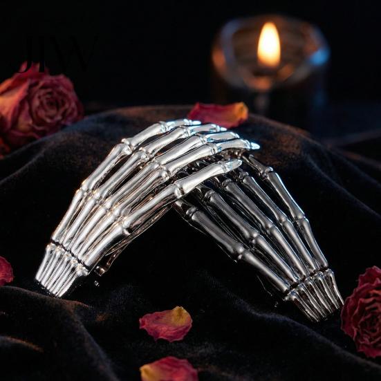 Metal Claw Clips Skeleton Hands Hair Clips, Gothic Skull Side Clip for Women, Personalized Dark Style Accessories Spooky Halloween Horror Accessories,