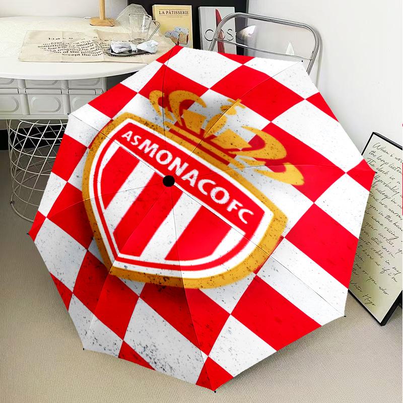 1PC Monaco Football club Printed Umbrella Folding umbrella, automatic umbrella 8-Frame for Travel, camping Fan gifts Christmas Gifts