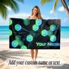 Abstract Geometric Theme Soft Beach Towel Personalized Custom Name Text Towel Portable for Beach Pool Travel