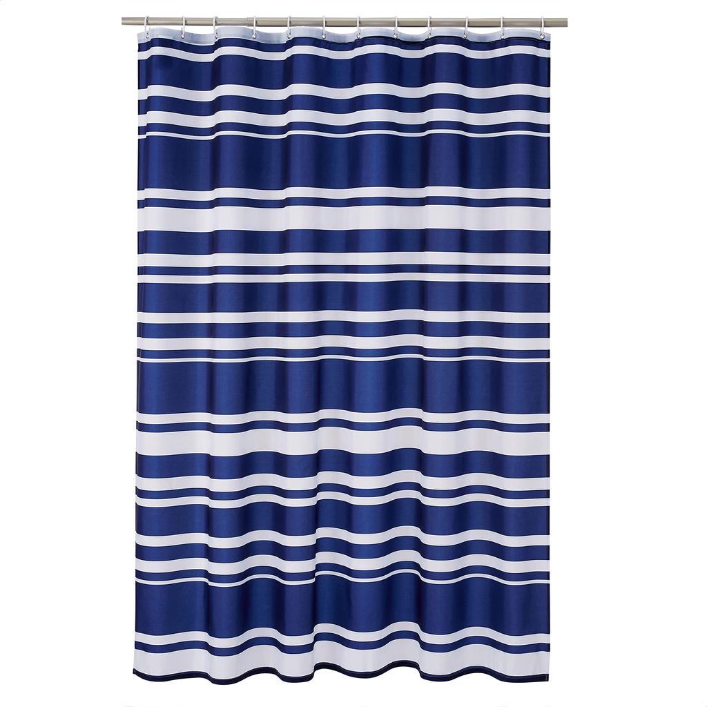 Navy Blue Shower Curtain Stripes Blue And White Shower Curtain Fabric Shower Curtain For Bathroom Waterproof Home Bath Decor
