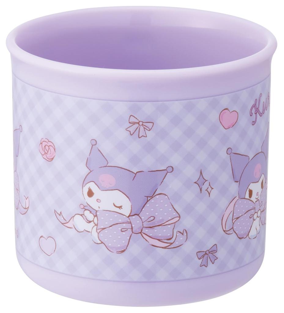 Prato de Plástico Skater para Almoço Lavável na Máquina Feito em Sanrio Kuromi Copo Grande para Crianças, 200ml, Seguro, Japão, Fita, Menina, KE4AAG-A