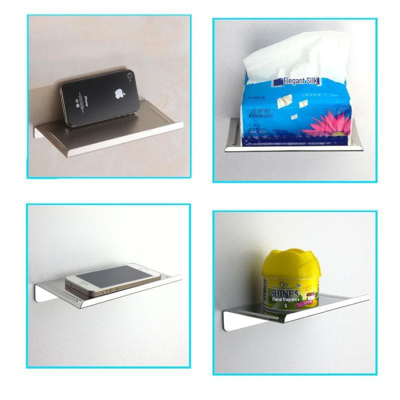304 Stainless Steel Toilet Paper Holder with Phone Shelf, No-Drill Installation. Drill Only