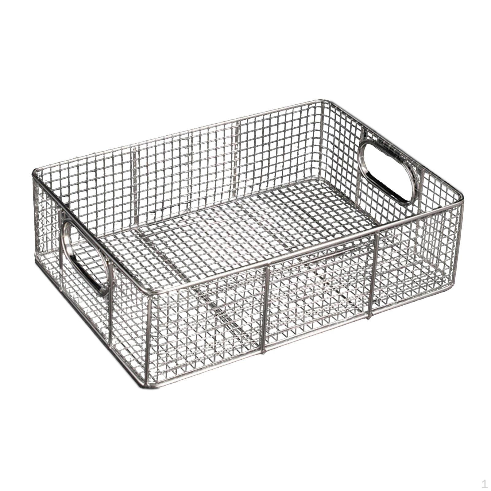 Głęboki koszyk do smażenia Frytownica Wyświetlacz Prostokątna taca do serwowania żywności Stal nierdzewna Organizer z drutu 38cmx25cmx10cm gray