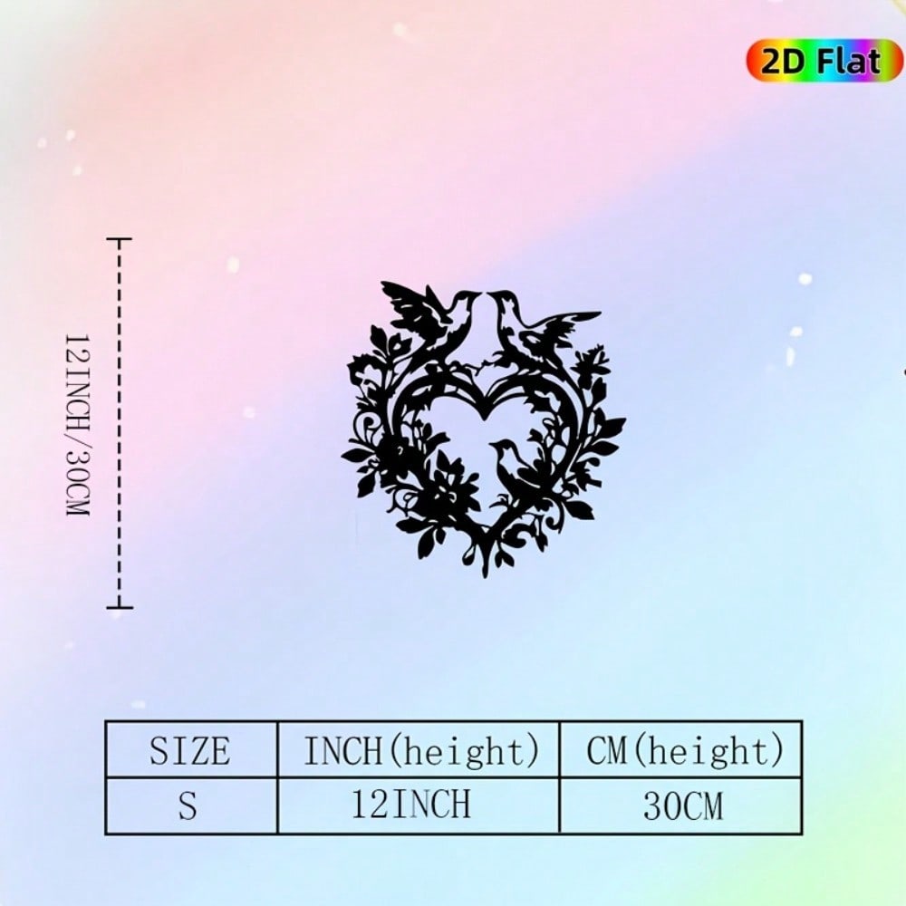 Heart Bird Metal Wall Art Sculpture Valentine Wedding Gift Romantic Decor