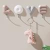 4Pcs/Set Letter Wall Decor Hooks Wall Mounted Love Hooks Waterproof Adhesive Bathroom Hooks for Entrance Bedroom Living Room