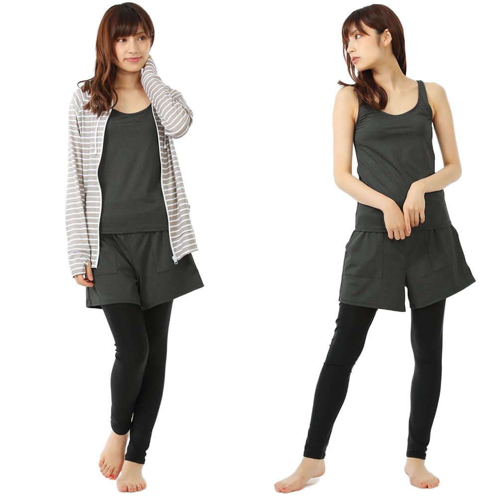 

AQUAFAIRY Swimsuit Includes UPF UV Long Sleeve Rash and Shorts Women s 3-Piece Set, NS49232-BG, 11L, Tankini, Two-Piece Set, 50+ Protection, Guard,