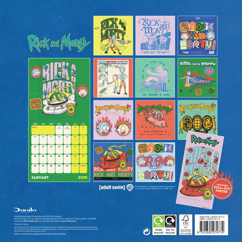 Rick And Morty 2026 Square Wall Calendar