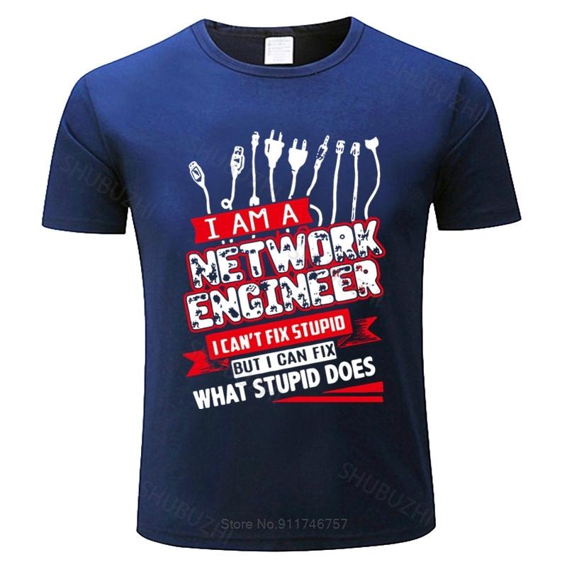

new fashion t-shirt men crew neck tees Men network engineer cant fix stupid O-Neck Vintage Geek male cotton tee-shirt 4XL