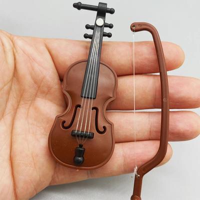 Mini Miniature Violin Home Decor Crafts 1/12 Wooden Simulation Violin Furniture Desktop Violin Decoration Doll House Accessories
