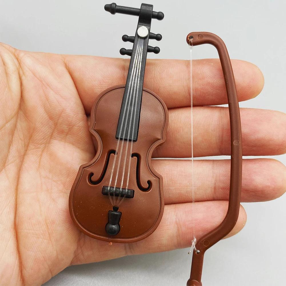 Mini Miniature Violin Home Decor Crafts 1/12 Wooden Simulation Violin Furniture Desktop Violin Decoration Doll House Accessories