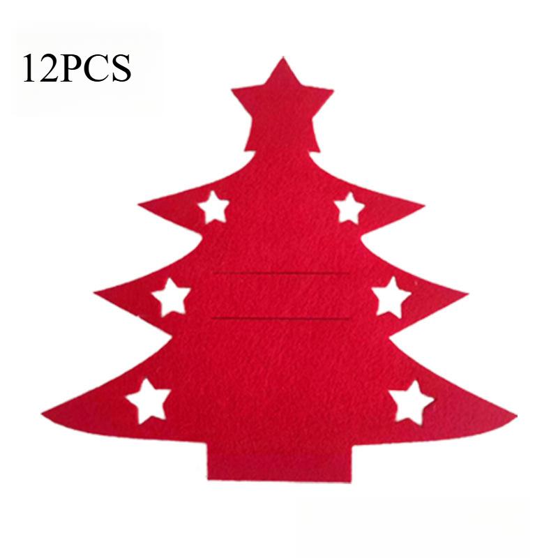 

Рождественские держатели для столовых приборов Мешочки-кармашки для ножа, вилки, ложки Держатель для посуды в виде рождественской елки Новогодняя вечеринка Украшение для ужина red,12pcs красный