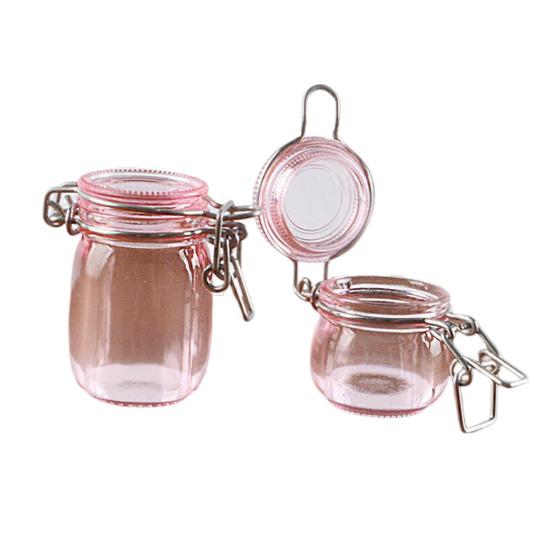 2 Pcs Miniature Storage Jars Doll House Mini Transparent Jar with Lid