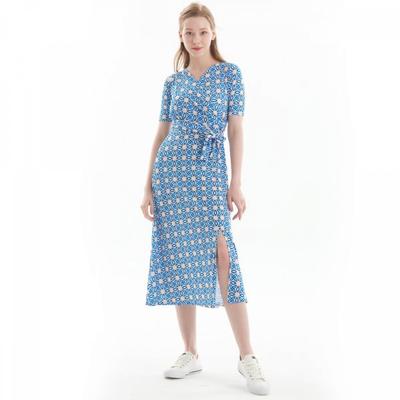 Lipbbam Creola Easy Corin Artwork Pattern Wrap Dress Ldm54bw01