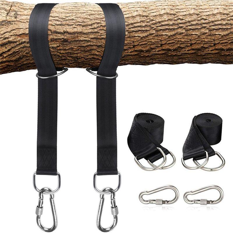 ABUL-2Pcs 1.5M Tree Swing Straps Hanging Kit With 2 Carabiners Single Bar Extension Belt Belt