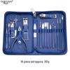 Stainless Steel Manicure Set with Nail Clippers, File, and Tools In Zipper Bag.