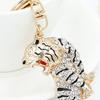 Portable Key Ring Fine Workmanship Alloy Tiger Rhinestone Keyring Keychain for Friends