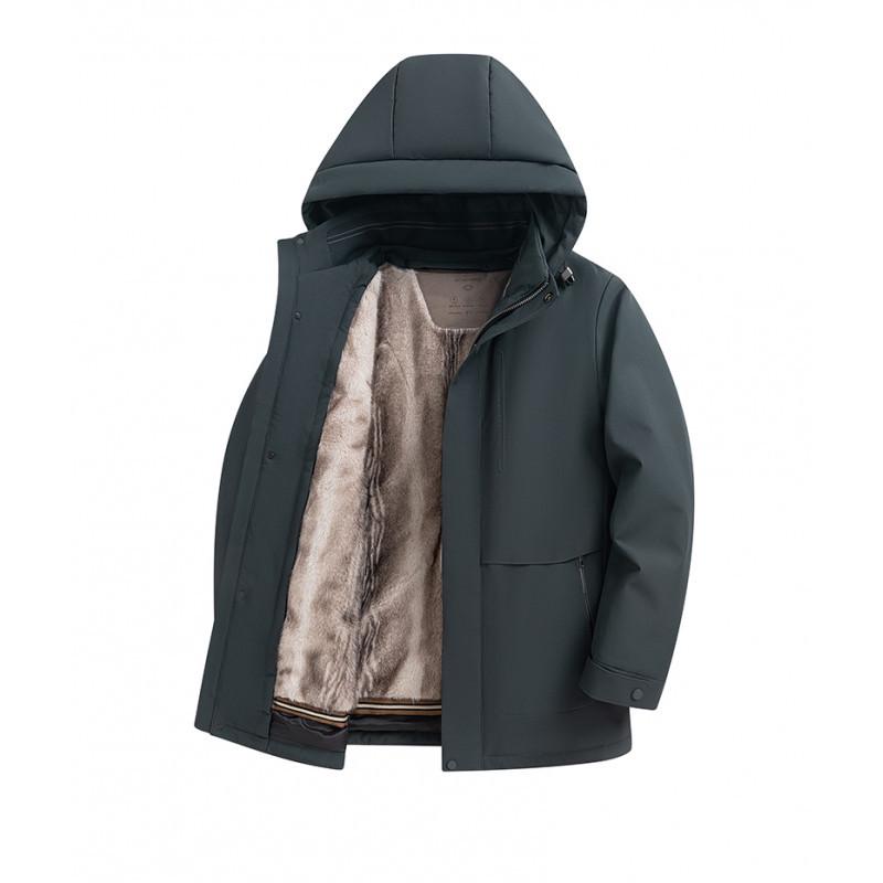 

Dad s Thickened Three-in-One Jacket: Nano Mink Fur, Goose Down, and Wool. 180/96A зелений/сірий колір