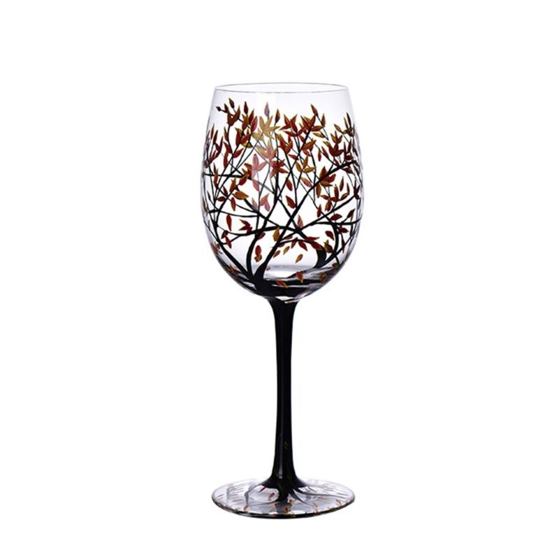 Four Seasons Tree Wine Glass Durable Juice Beer Stem Glass Elegant Glassware for White Wine, Red Wine, or Cocktails