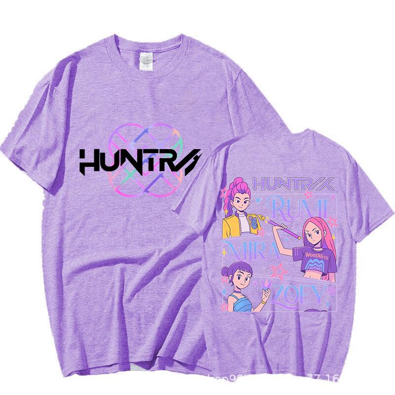 Kpop Demon Hunter Girl Double-Sided Print Round Neck T-Shirt - Unisex Summer Loose Fit