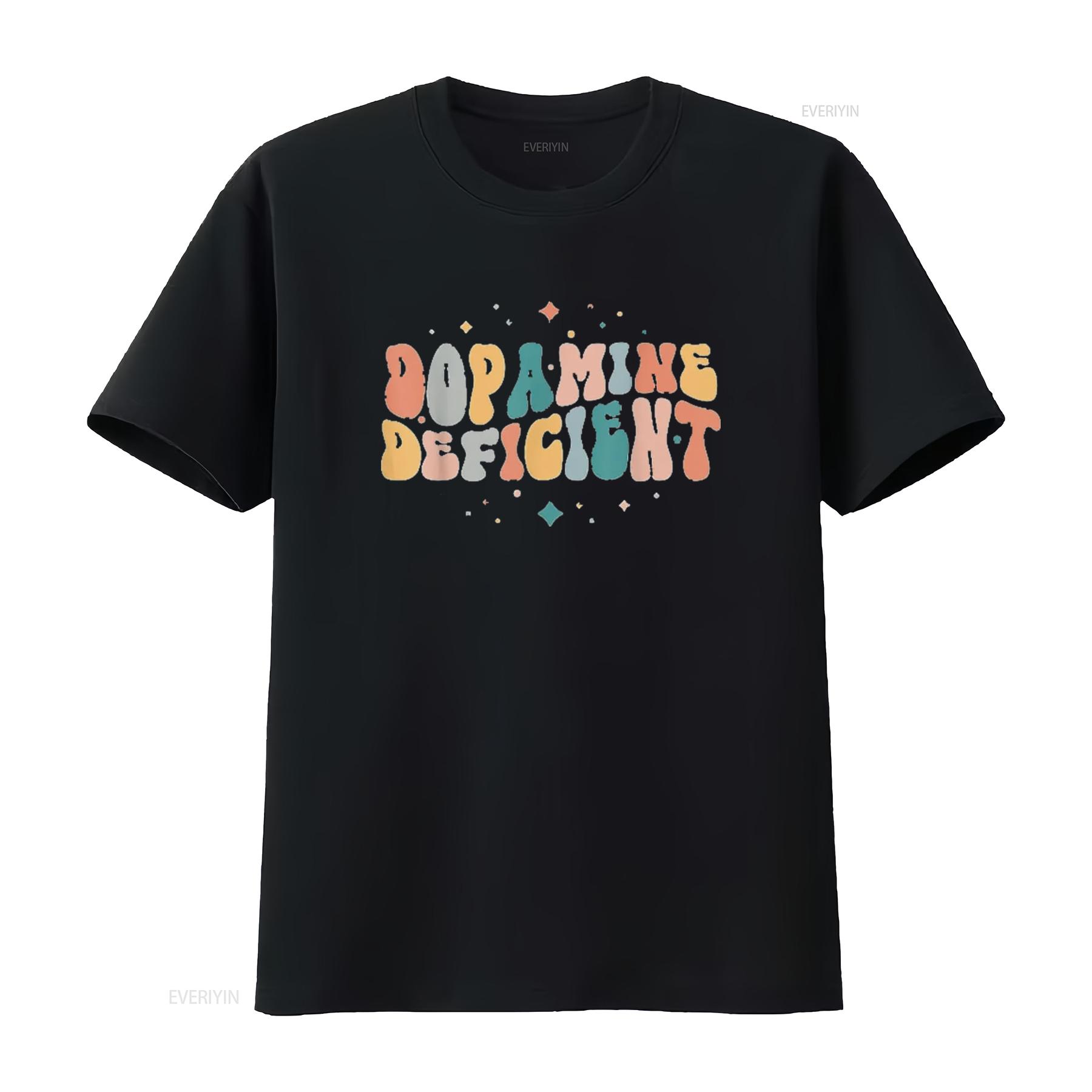 

Mens Dopamine Deficient Funny Neurodiversity ADHD Awareness T Shirt White XL vintage Washed fashion Stretched Casual 4XL