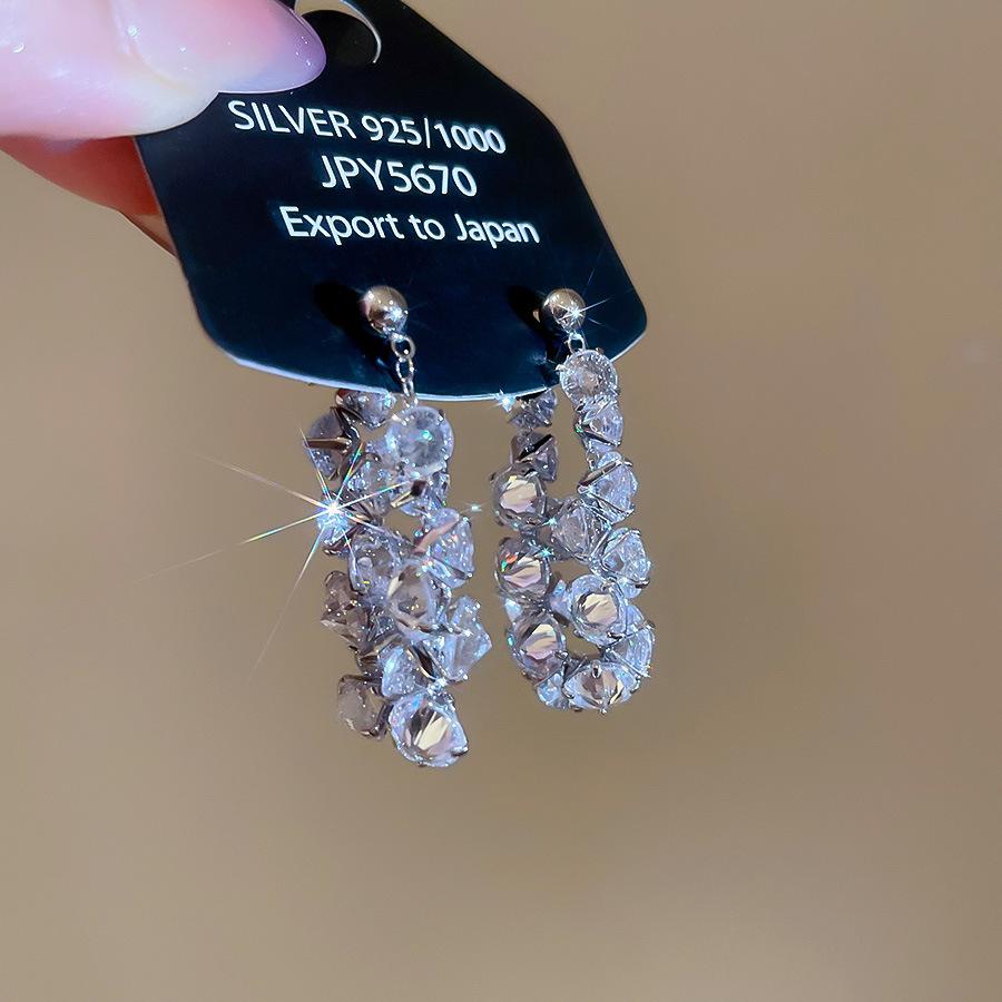 Silver Needle Water Drop Tassel Earrings - Light Luxury High-End Design for Women's Fashion.