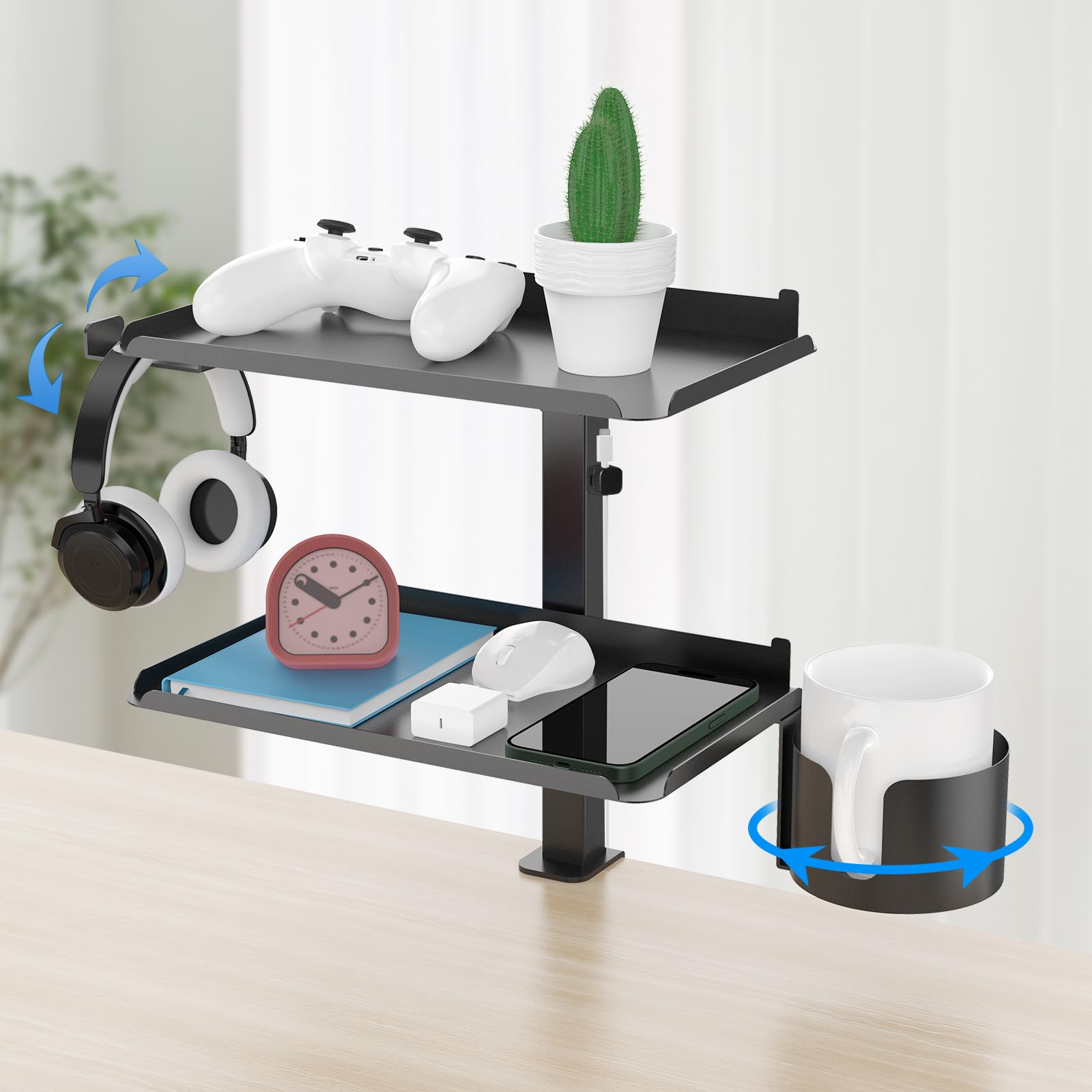 

AP LAB Deskside Storage Desk Small Item Tabletop Storage for Laptops and Includes Cup Holder [For Organization] Multi-Stand Rack, Storage, чёрный