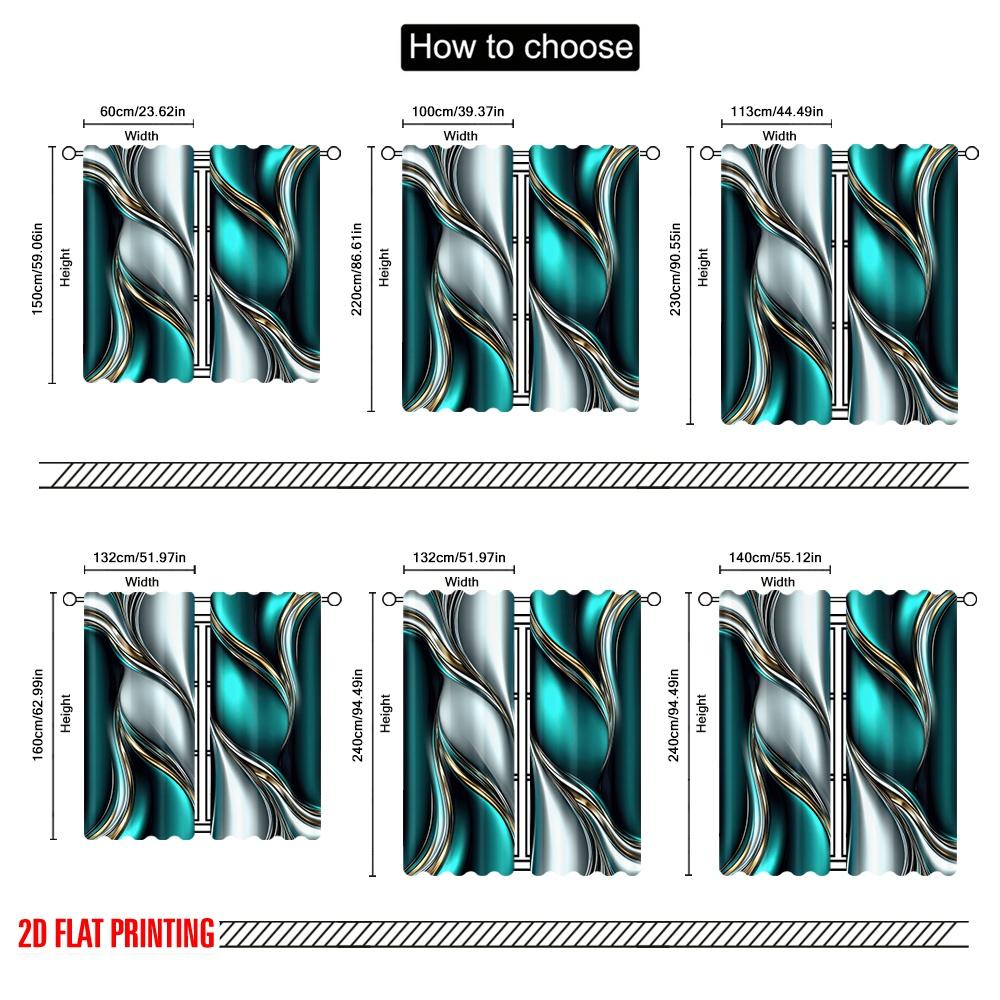 2 Stück 2D-Flachdruck Elegante Moderne Dunkelgrün Grau Druck Vorhänge Spezielles Design Für Wohnzimmer Schlafzimmer Und Arbeitszimmer Maschine