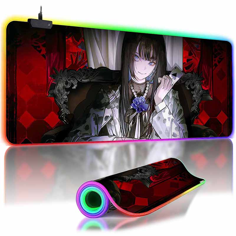 Kawii Anime LED Mousepad HD Print Virtual Idol  Gamers Desk Mat RGB Backlit Non-slip Mouse Pad XXL Keyboard PC Desk Pads